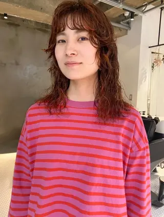 ロング カラー パーマ ヘアアレンジ メンズ キッズ パーマスタイル🔅 sayacaのヘアスタイル