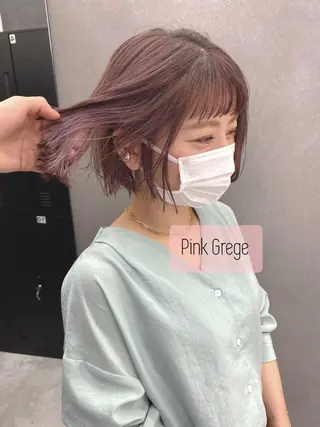 ショート カラー パーマ ヘアアレンジ メンズ キッズ ネイル マツエク・マツパ 韓国🇰🇷レイヤー カットオリーブカラーのヘアスタイル