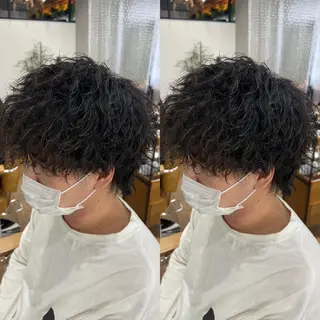 パーマ メンズ センターパート ／植田のヘアスタイル