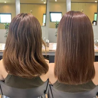 セミロング パーマ hubhair レイヤー/透明感のヘアスタイル
