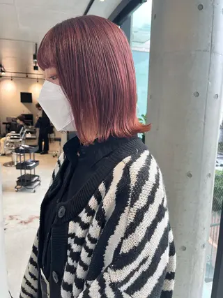 ミディアム カラー 透明感カラー✂︎ /縮毛矯正/YUKAのヘアスタイル