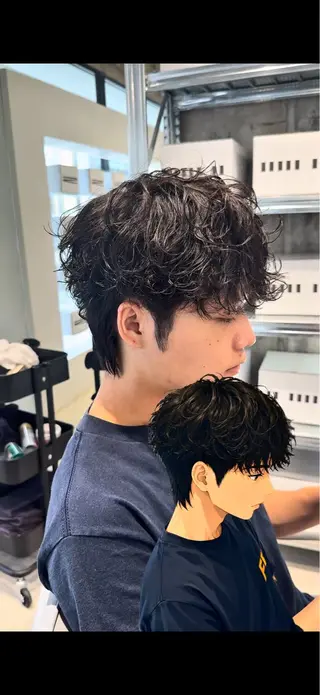 パーマ メンズ メンズ特化曲がる縮毛 飛義のヘアスタイル