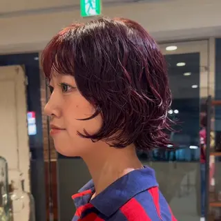ショート カラー パーマ デジタルパーマ🌀レ イヤー🍃かんたまるのヘアスタイル
