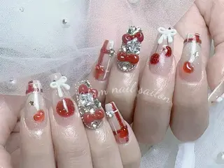 ネイル エツメ💅 長さ出し🎀デザインのネイルデザイン