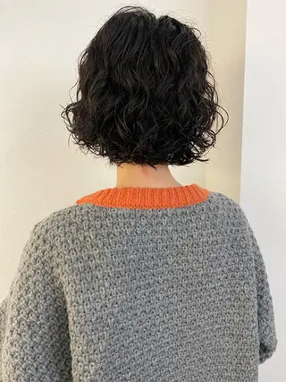 ショート カラー パーマ 森貴裕/ニュアンス パーマ/オリーブのヘアスタイル