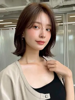 ミディアム 越川 友美子のヘアスタイル