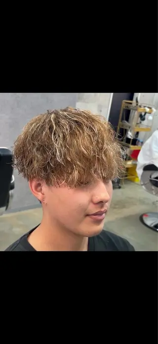 ミディアム カラー パーマ メンズ カラー特化/海外系/ ハイライト/豊閃のヘアスタイル