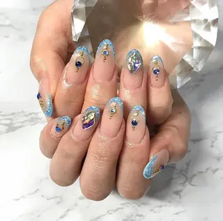 ネイル 渋谷／チップ長さ出し 👑アプレgel-xのネイルデザイン