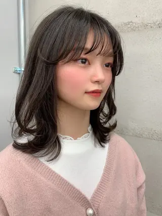 ミディアム カラー 透明感カラー✂︎ /縮毛矯正/YUKAのヘアスタイル