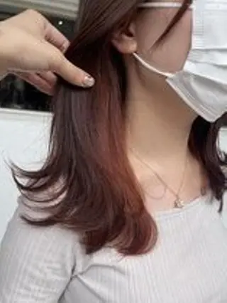 ミディアム 髪質改善カラー透明感 ダブルカラー幕田のヘアスタイル