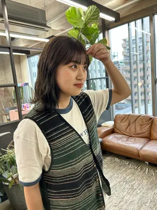 セミロング カラー maho/垢抜け カラーパーマのヘアスタイル