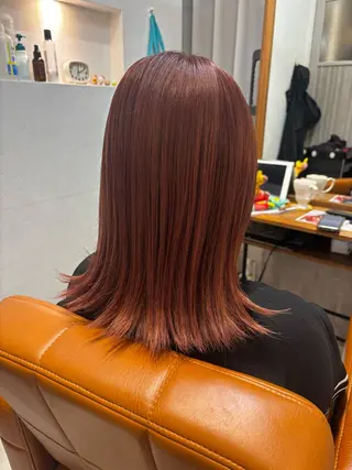 セミロング カラー 【完全個室】髪質改善 暖色カラー/山崎唯奈のヘアスタイル