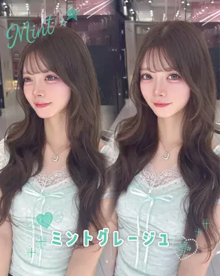 ロング カラー 新宿/韓国ヘア 中明度カラー/かやのヘアスタイル