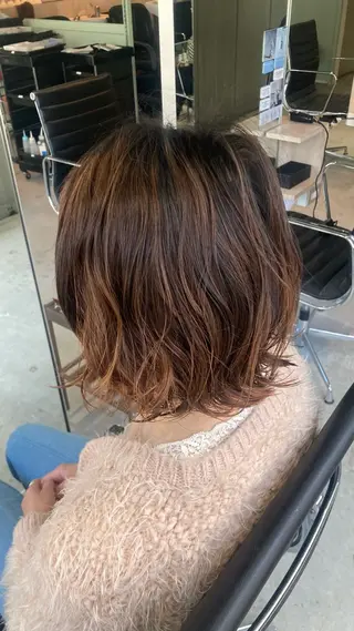 ミディアム パーマ たかなみ りなのヘアスタイル