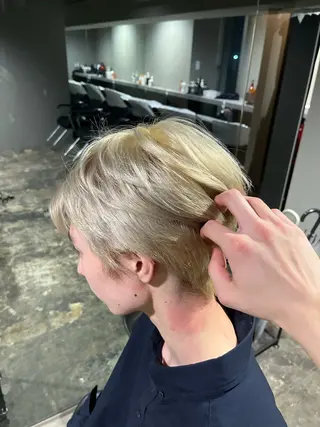 ショート メンズ 渋谷ケアブリーチ ❤️🔥徳田空悟のヘアスタイル