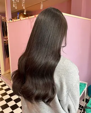 ロング カラー＋ちび編み込み エクステ/梅田のヘアスタイル