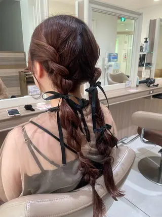 ロング ヘアアレンジ 韓国ヘアメイク🎀/ 縮毛矯正✨山本媛香のヘアスタイル