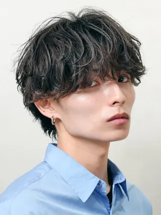 ミディアム パーマ メンズ レディースショート 福岡天神メンズパーマのヘアスタイル
