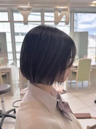 ショート メンズ、ボブパーマ/ 透明感カラー/下村伯のヘアスタイル
