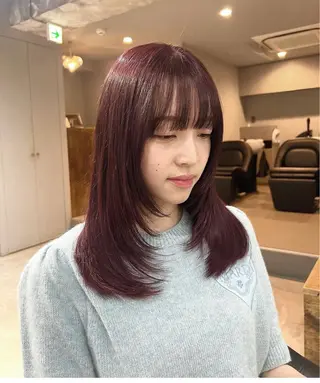 ミディアム カラー akane/ボブ /ブラウンベージュのヘアスタイル