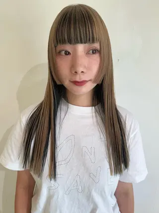 カラー ブリーチカラー🎀 韓国風/寺門美優のヘアスタイル