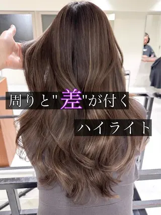 ロング カラー ハイライト/レイヤー 河原町/Manatoのヘアスタイル