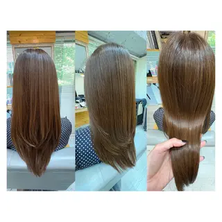 ロング レイヤーカット・ 縮毛矯正 星野のヘアスタイル