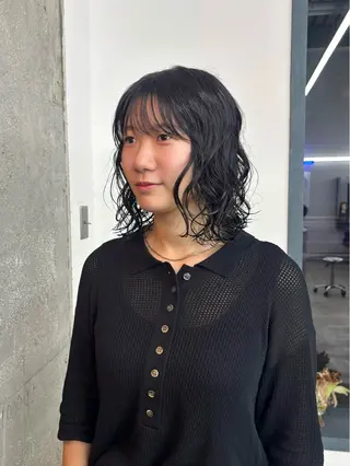 ミディアム パーマ パーマ/暖色/ボブ イワタテ🇰🇷のヘアスタイル