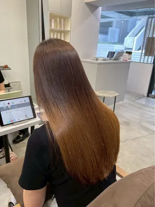 ロング パーマ 🍒モテ暖色カラー × うる艶✧ ゆなのヘアスタイル