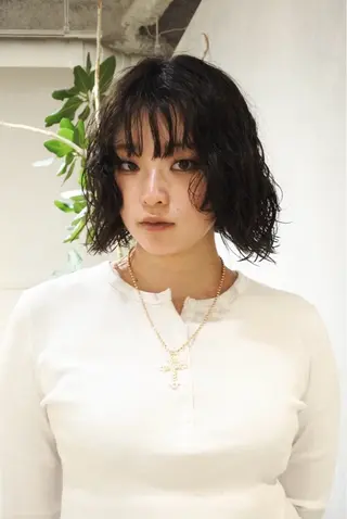 ミディアム カラー パーマ REMIパーマ・ ボブレイヤー・メンズのヘアスタイル