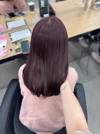 セミロング カラー ヘアアレンジ 🤍淡色ピンク&ラベ ンダーYUKI🤍のヘアスタイル