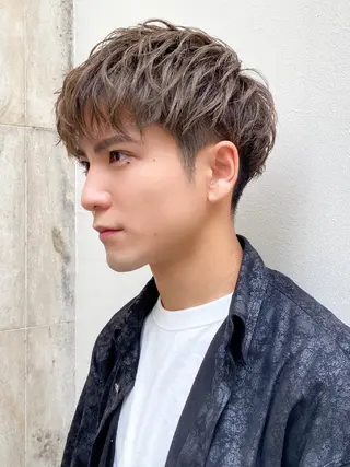 ショート カラー パーマ メンズ ヘアアレンジ 【毛流れヘア】 人気No.1/ユウキのヘアスタイル
