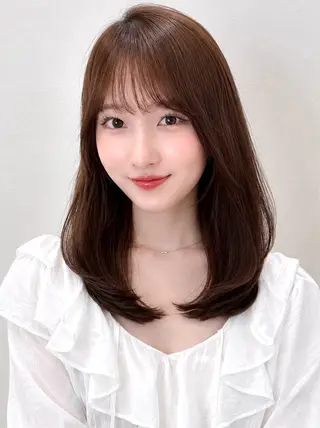 セミロング カラー パーマ kazuki【顔周り ×レイヤーカット】のヘアスタイル