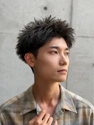 ショート カラー パーマ メンズ特化/ツイスパ /波巻き/松本真生のヘアスタイル