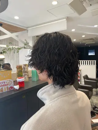 ミディアム パーマ メンズ 柴田 枝利子のヘアスタイル