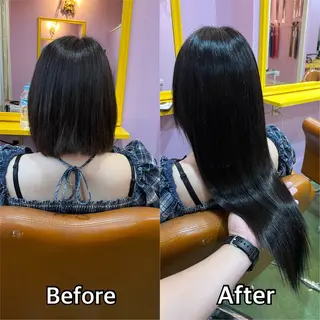 ロング カラー+ちび編み込み エクステ梅田🐨のヘアスタイル