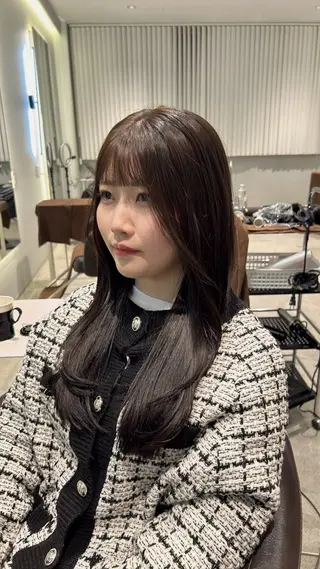 ミディアム カラー 髪質改善ストレート 中林優太のヘアスタイル