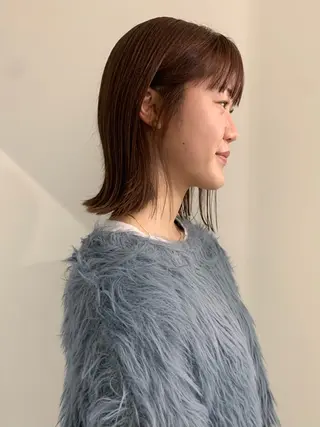 ミディアム カラー 落合希 Olivebeigeのヘアスタイル