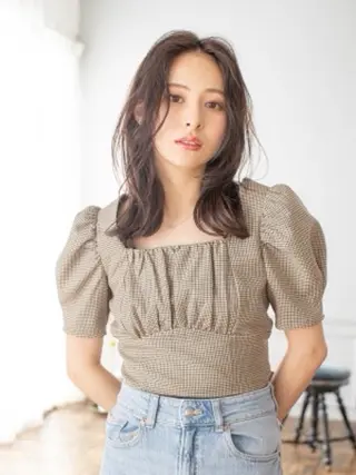 セミロング ヘアアレンジ 鹿村 胡桃のヘアスタイル