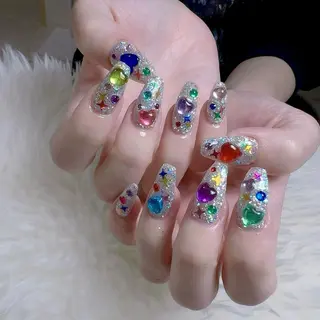 ネイル 渋谷／チップ長さ出し 👑アプレgel-xのネイルデザイン