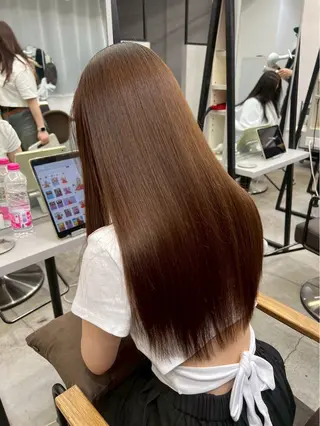 ロング パーマ 🍒モテ暖色カラー × うる艶✧ ゆなのヘアスタイル