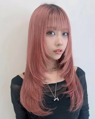 セミロング カラー ハイトーン/ウルフ /レイヤー/坂野幸伸のヘアスタイル