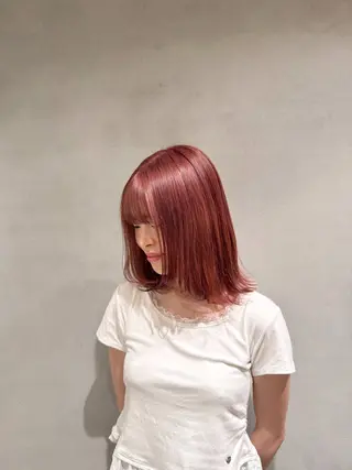 ミディアム カラー 💛ブリーチカラー /ブリーチ縮毛💛のヘアスタイル