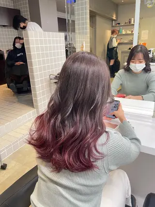 ミディアム カラー パーマ ヘアアレンジ メンズ キッズ ネイル マツエク・マツパ アイブロウ 🦋縮毛/韓国レイヤ ー/透明感カラー🦋のヘアスタイル
