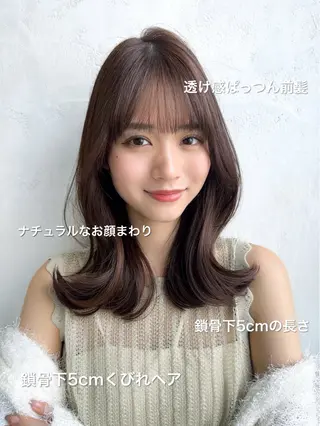 セミロング 顔周り/くびれヘア 韓国ヘア💕風間るなのヘアスタイル