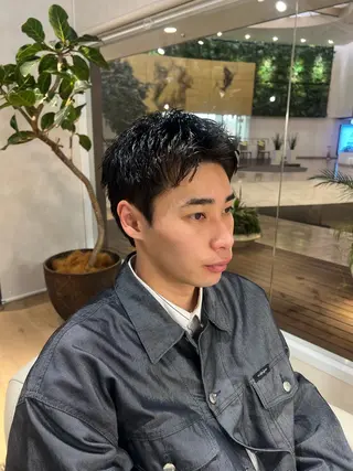 ショート パーマ メンズ 梅田茶屋町メンズ 専門美容師 山元一平のヘアスタイル