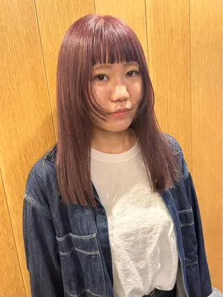 ミディアム カラー パーマ デザインカラー/ボブ ブリーチカラー/ユリのヘアスタイル