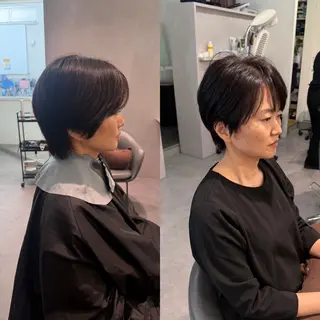 ショート パーマ ショートのための 曲がる縮毛矯正のヘアスタイル