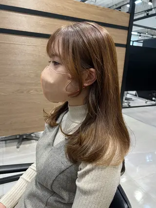 ロング カラー ヘアアレンジ hiiko顔まわり カットのヘアスタイル