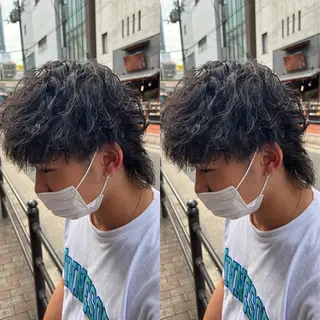 パーマ メンズ センターパート ／植田のヘアスタイル